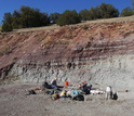 Crew of scientists excavating fossils from Hayden Quarry at Ghost Ranch.